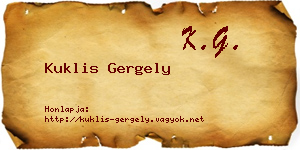 Kuklis Gergely névjegykártya
